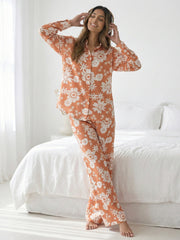 TrendiVastra Women Full Sleeve Co-Ord Set Casual Wear in Orange co-ord set, modern design, full sleeve, style detail view