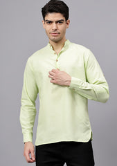 Men's Cotton Blend Slim Fit Short Kurta