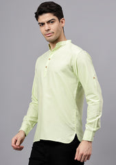 Men's Cotton Blend Slim Fit Short Kurta