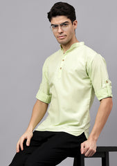 Men's Cotton Blend Slim Fit Short Kurta