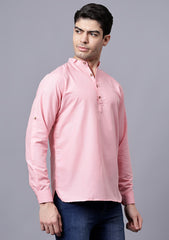 Men's Cotton Blend Slim Fit Short Kurta