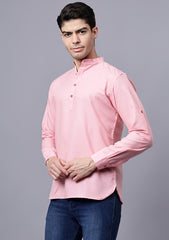 Men's Cotton Blend Slim Fit Short Kurta