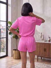 TrendiVastra Women Co-Ord Set Casual Wear in Pink co-ord set, modern design, back view