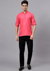 Men's Cotton Blend Slim Fit Short Kurta