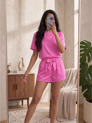 TrendiVastra Women Co-Ord Set Casual Wear in Pink co-ord set, modern design, fabric detail view