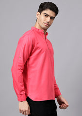 Men's Cotton Blend Slim Fit Short Kurta