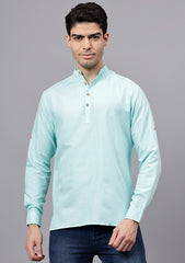 Men's Cotton Blend Slim Fit Short Kurta