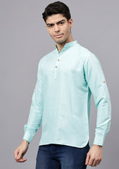 Men's Cotton Blend Slim Fit Short Kurta