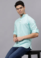 Men's Cotton Blend Slim Fit Short Kurta