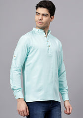 Men's Cotton Blend Slim Fit Short Kurta