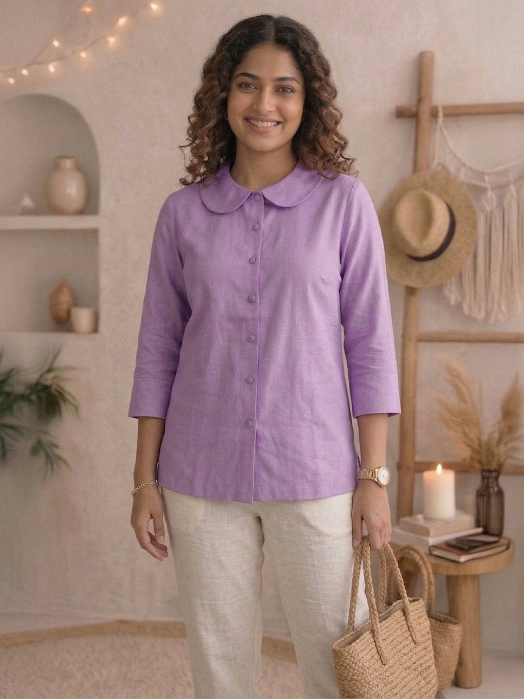 TrendiVastra Women Shirt Collar Office Wear Style 1 in Magenta shirt, modern design, collar, look 7 view