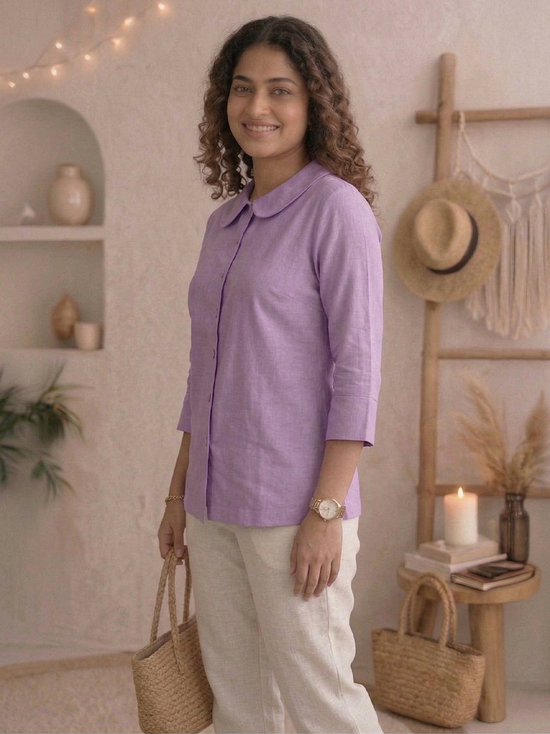 TrendiVastra Women Shirt Collar Office Wear Style 1 in Magenta shirt, modern design, collar, look 8 view