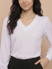 TrendiVastra Women Solid Regular Fit V Neck Top Office Wear Style 1 in Sage Green top, solid design, V neck, regular fit
