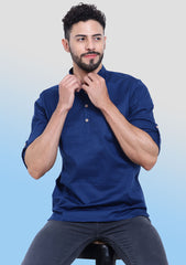 Regal Blue Cotton Kurta