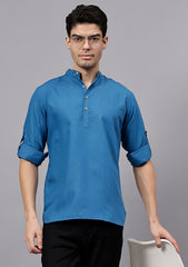 Men's Cotton Blend Slim Fit Short Kurta