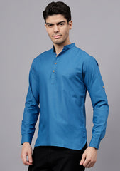 Men's Cotton Blend Slim Fit Short Kurta