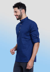 Regal Blue Cotton Kurta