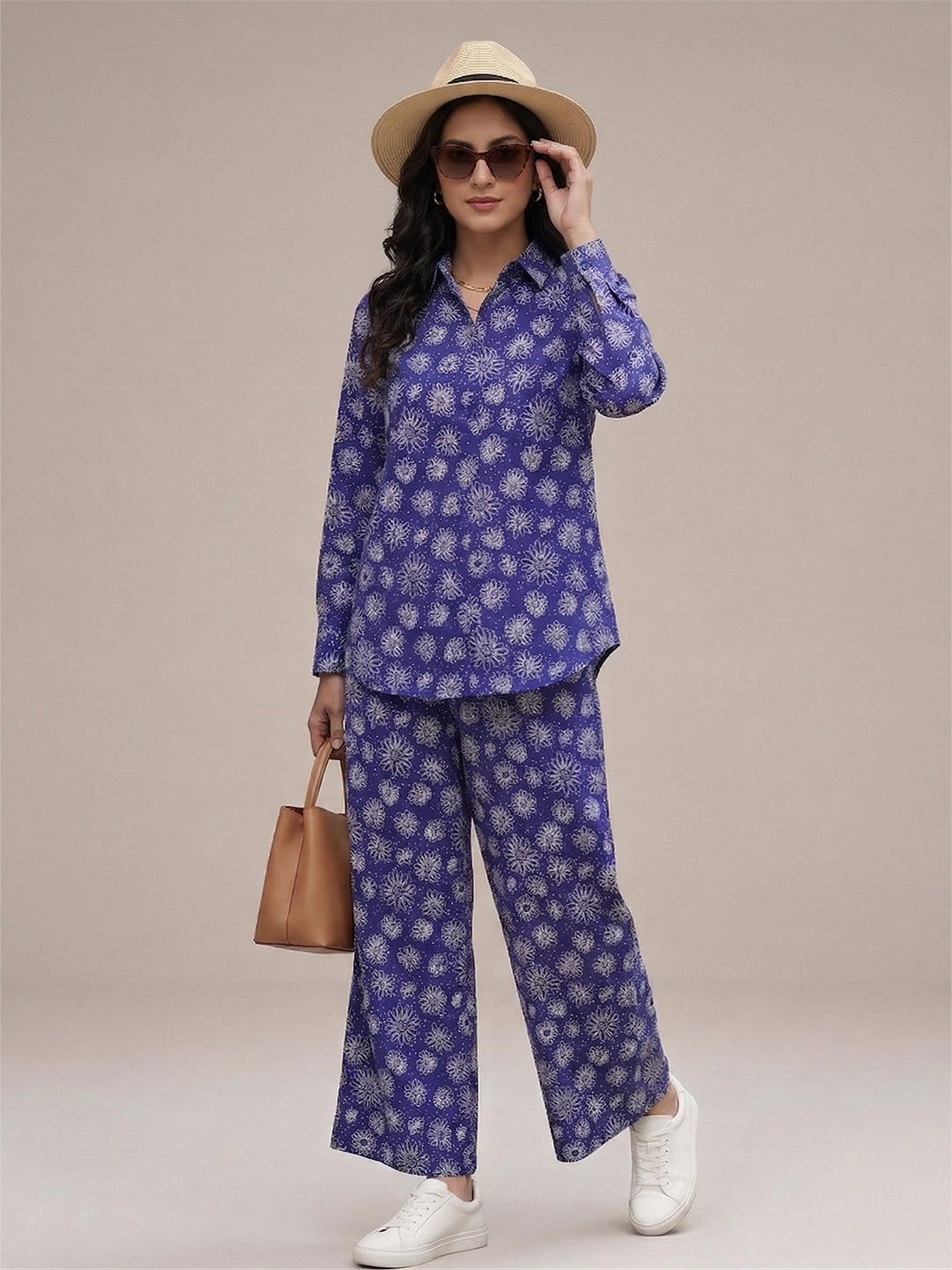 TrendiVastra Women Full Sleeve Co-Ord Set Casual Wear in Royal Blue co-ord set, modern design, full sleeve, front view