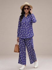 TrendiVastra Women Full Sleeve Co-Ord Set Casual Wear in Royal Blue co-ord set, modern design, full sleeve, front view