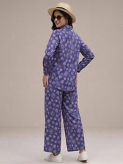 TrendiVastra Women Full Sleeve Co-Ord Set Casual Wear in Royal Blue co-ord set, modern design, full sleeve, side view
