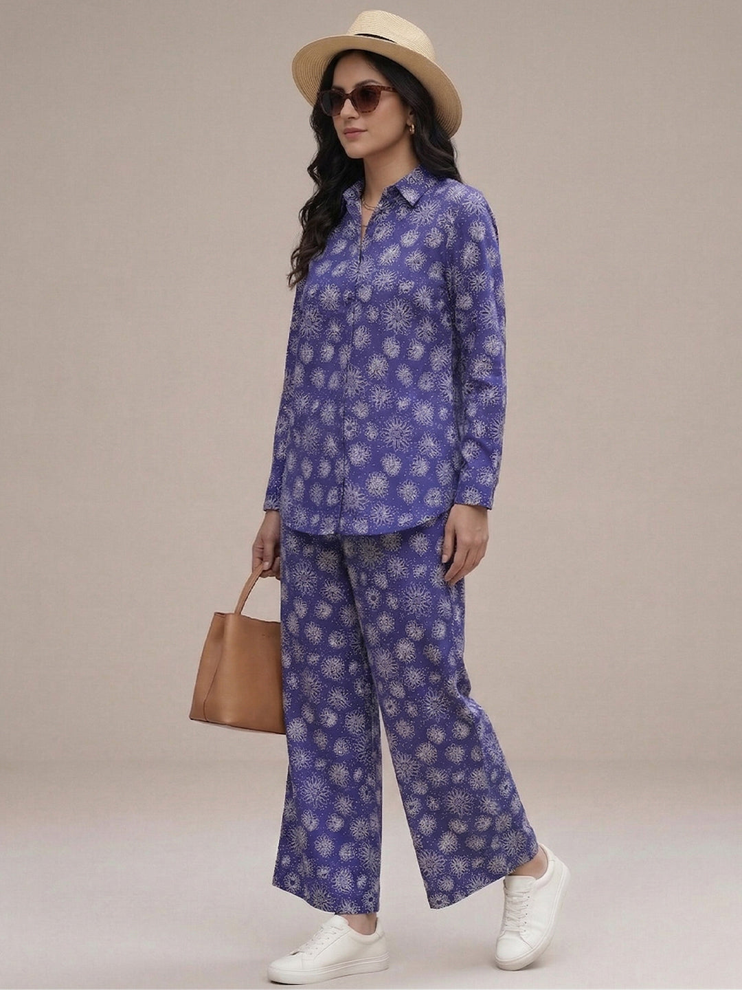 TrendiVastra Women Full Sleeve Co-Ord Set Casual Wear in Royal Blue co-ord set, modern design, full sleeve, back view