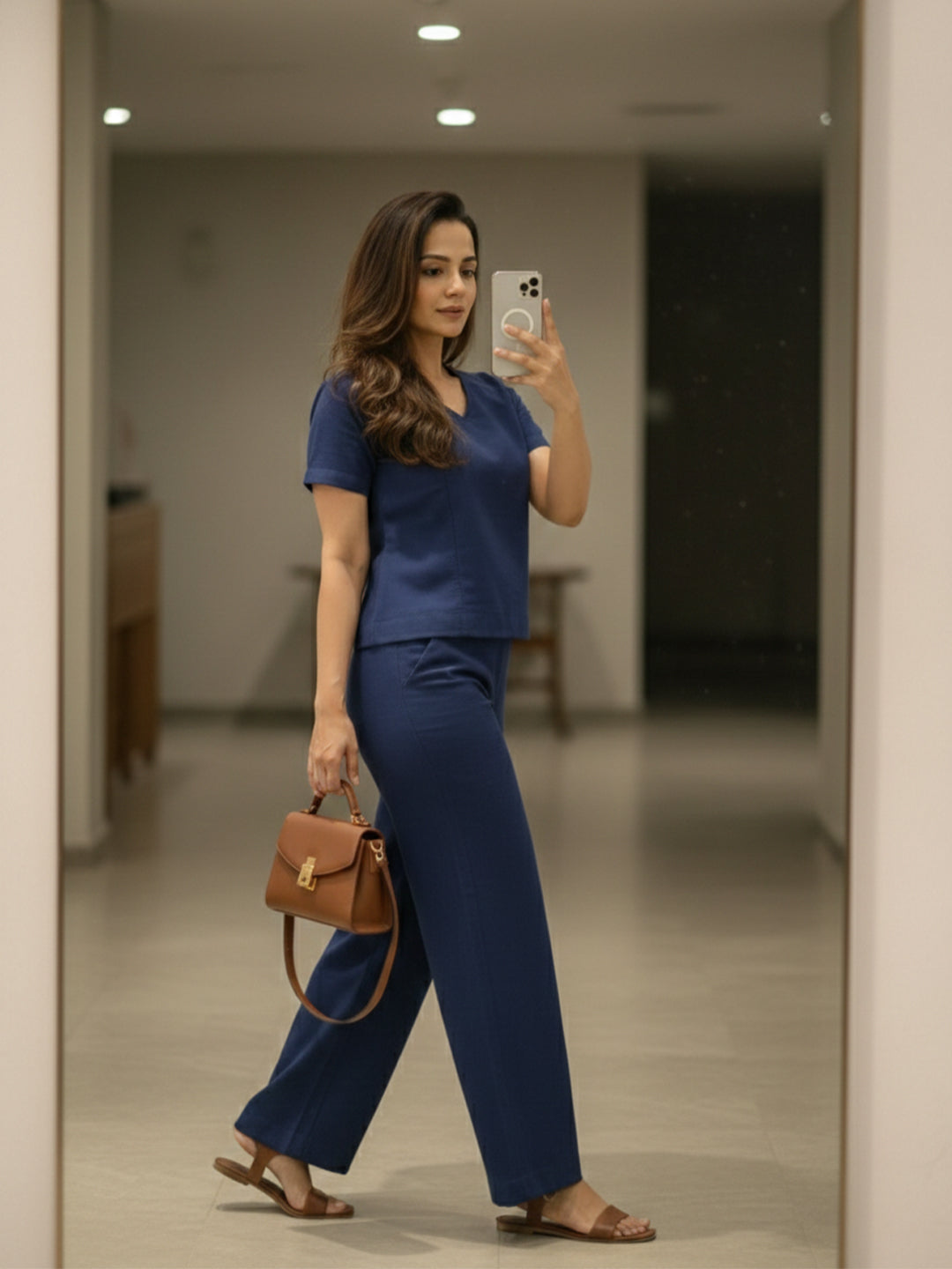 TrendiVastra Women Short Sleeve Co-Ord Set Casual Wear in Royal Blue co-ord set, modern design, short sleeve, fabric detail