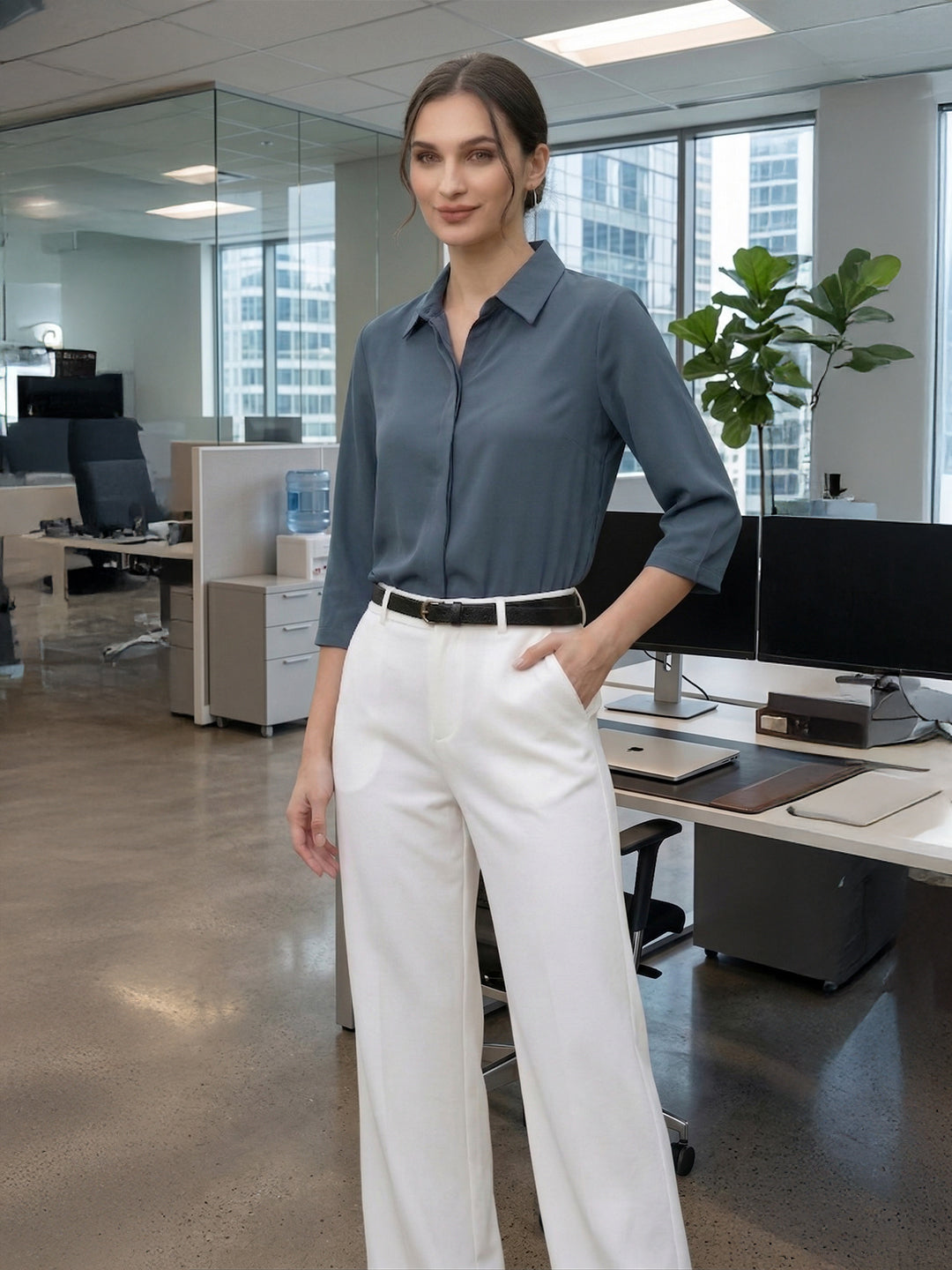 TrendiVastra Women Shirt Collar Office Wear in Light Pink shirt, modern design, collar, look 31 view