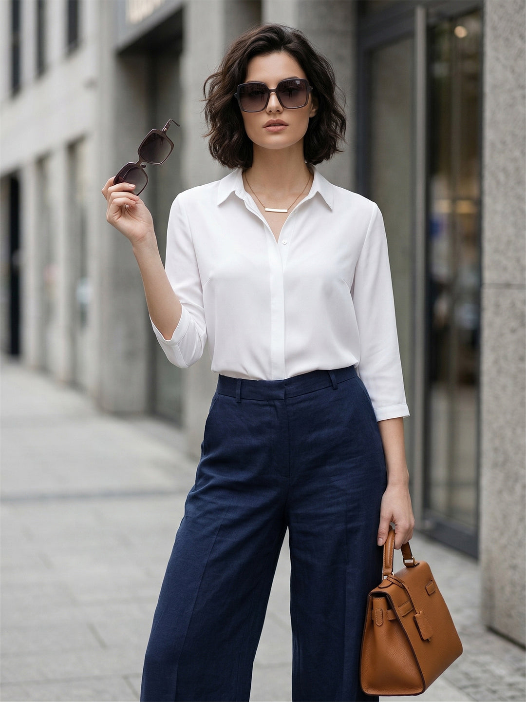 TrendiVastra Women Shirt Collar Office Wear in Black shirt, modern design, collar, look 22 view