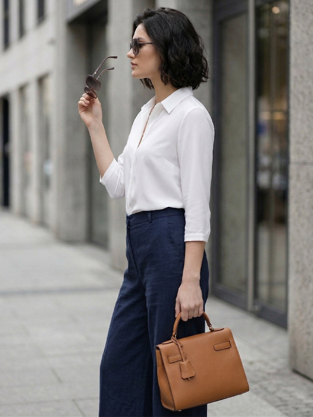 TrendiVastra Women Shirt Collar Office Wear in Black shirt, modern design, collar, look 24 view
