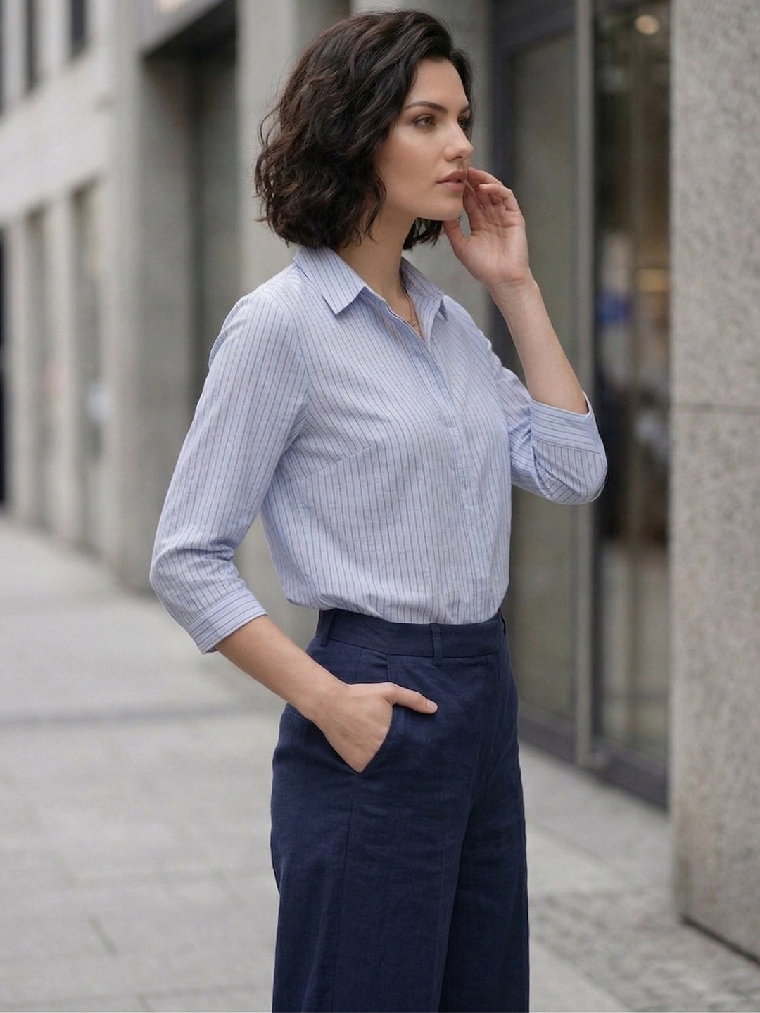 TrendiVastra Women Shirt Collar Office Wear in White shirt, modern design, collar, look 13 view