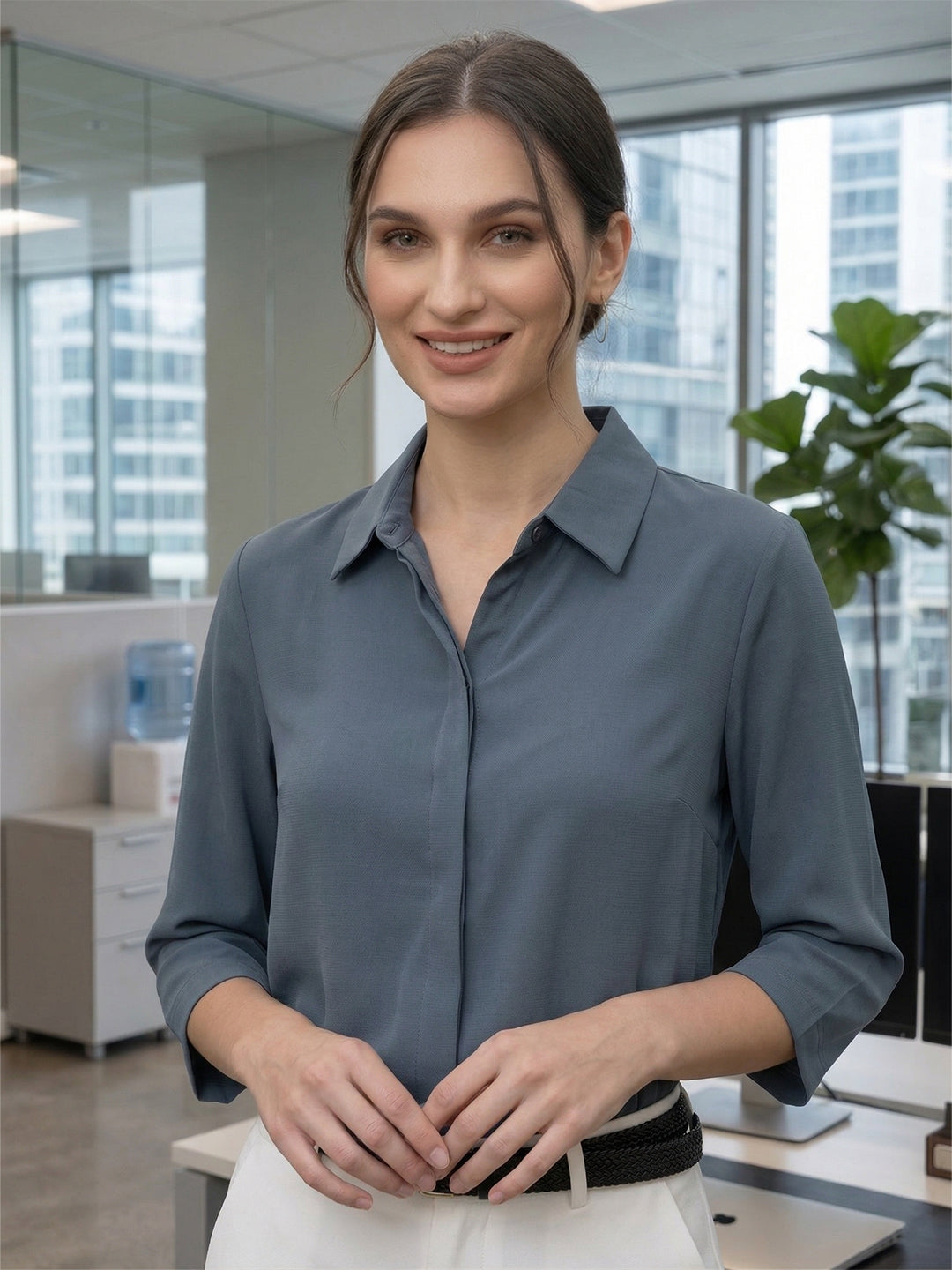 TrendiVastra Women Shirt Collar Office Wear in Light Pink shirt, modern design, collar, look 32 view