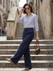 TrendiVastra Women Shirt Collar Office Wear in Sky Blue shirt, modern design, collar, look 8 view