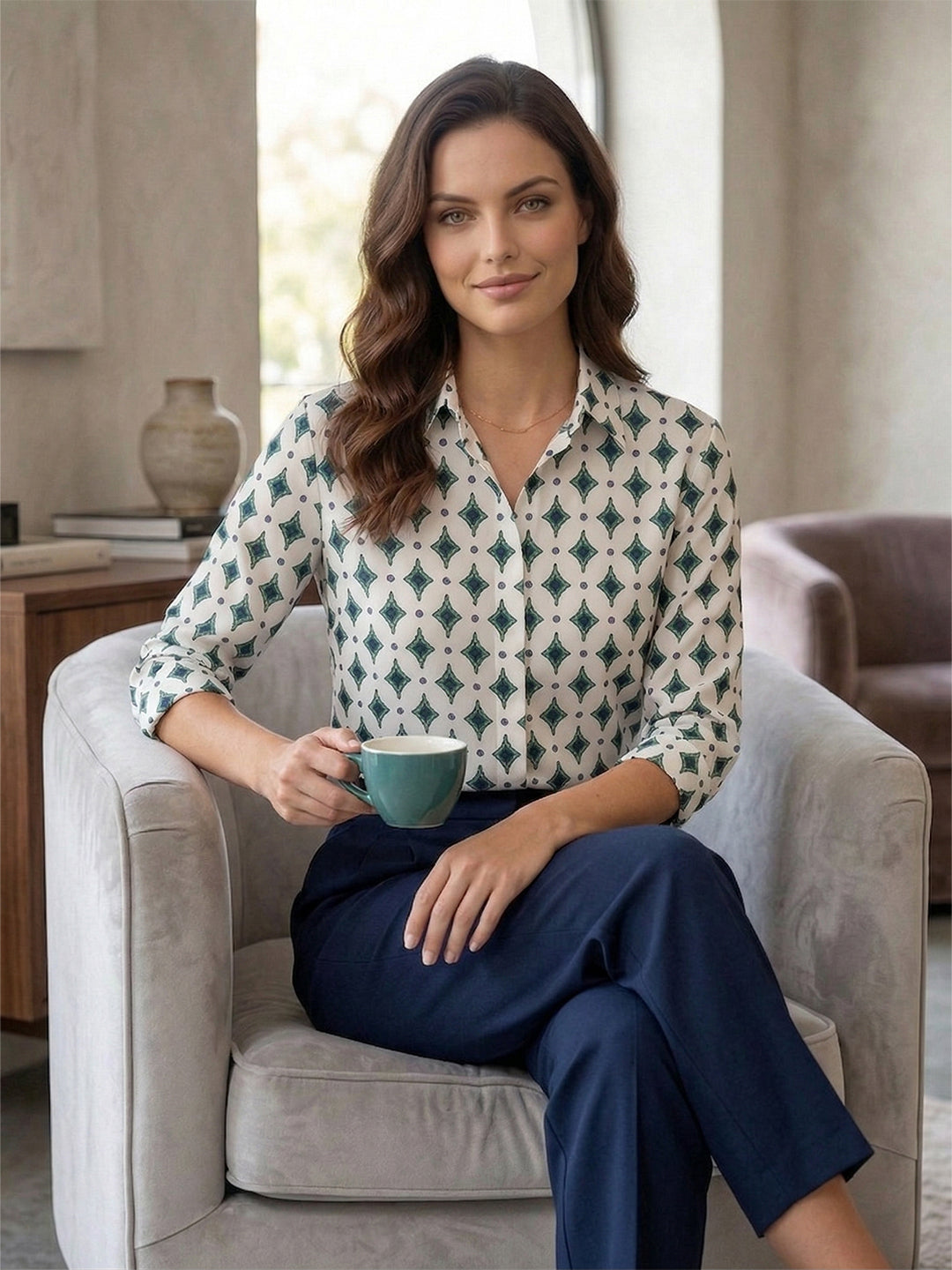 TrendiVastra Women Shirt Collar Office Wear in Light Pink shirt, modern design, collar, look 41 view