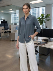TrendiVastra Women Shirt Collar Office Wear in Light Pink shirt, modern design, collar, look 33 view