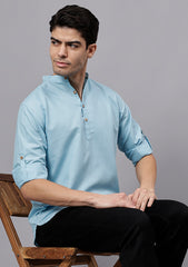 Men's Cotton Blend Slim Fit Short Kurta