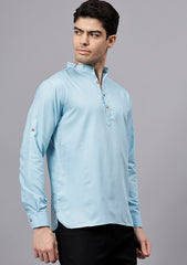 Men's Cotton Blend Slim Fit Short Kurta