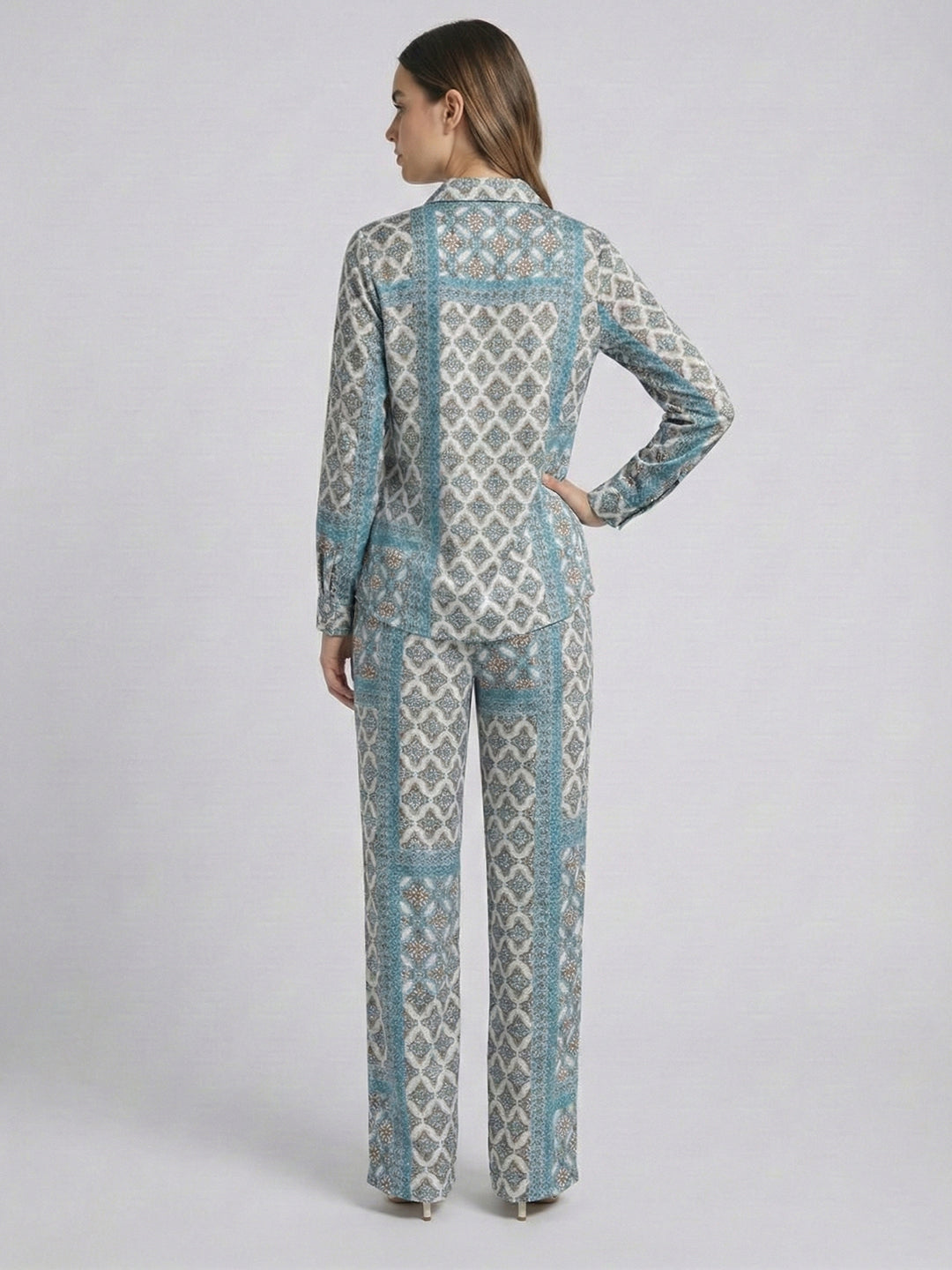 TrendiVastra Women Full Sleeve Co-Ord Set Casual Wear in Sky Blue co-ord set, modern design, full sleeve, side view