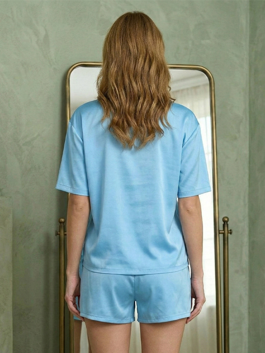 TrendiVastra Women Co-Ord Set Casual Wear in Sky Blue co-ord set, modern design, side view