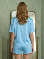 TrendiVastra Women Co-Ord Set Casual Wear in Sky Blue co-ord set, modern design, side view