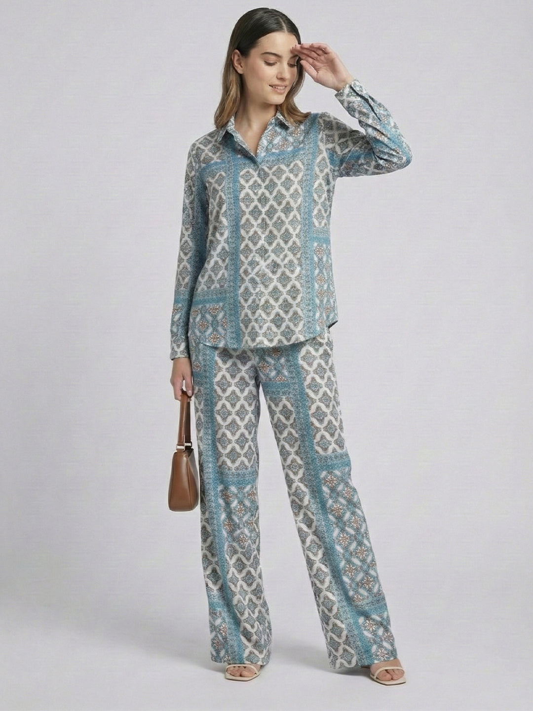 TrendiVastra Women Full Sleeve Co-Ord Set Casual Wear in Sky Blue co-ord set, modern design, full sleeve, back view