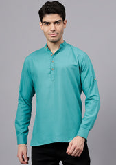 Men's Cotton Blend Slim Fit Short Kurta