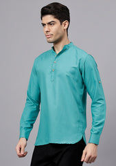 Men's Cotton Blend Slim Fit Short Kurta