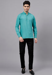 Men's Cotton Blend Slim Fit Short Kurta