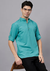 Men's Cotton Blend Slim Fit Short Kurta