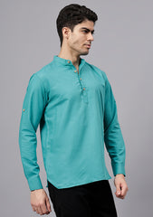 Men's Cotton Blend Slim Fit Short Kurta