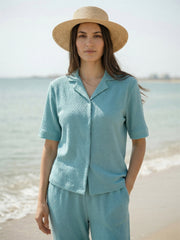 TrendiVastra Women Short Sleeve Co-Ord Set Casual Wear in Turquoise co-ord set, modern design, short sleeve, style detail