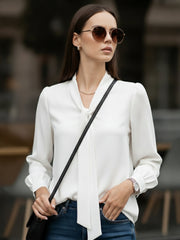 TrendiVastra Women Solid Top Office Wear in White top, solid design, side view
