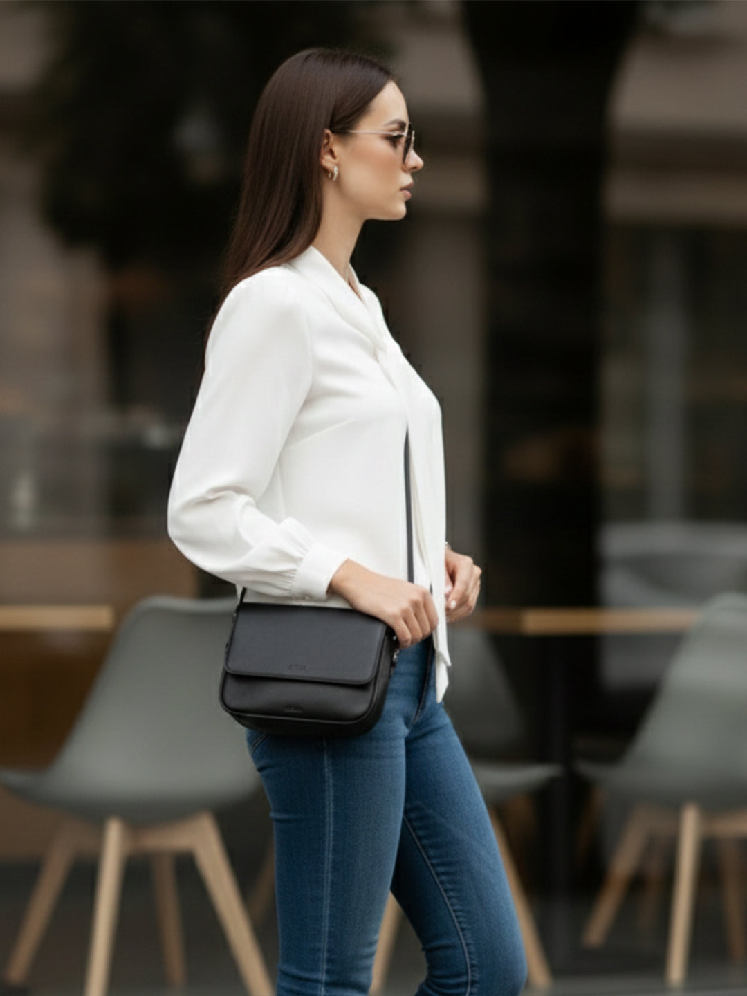 TrendiVastra Women Solid Top Office Wear in White top, solid design, back view