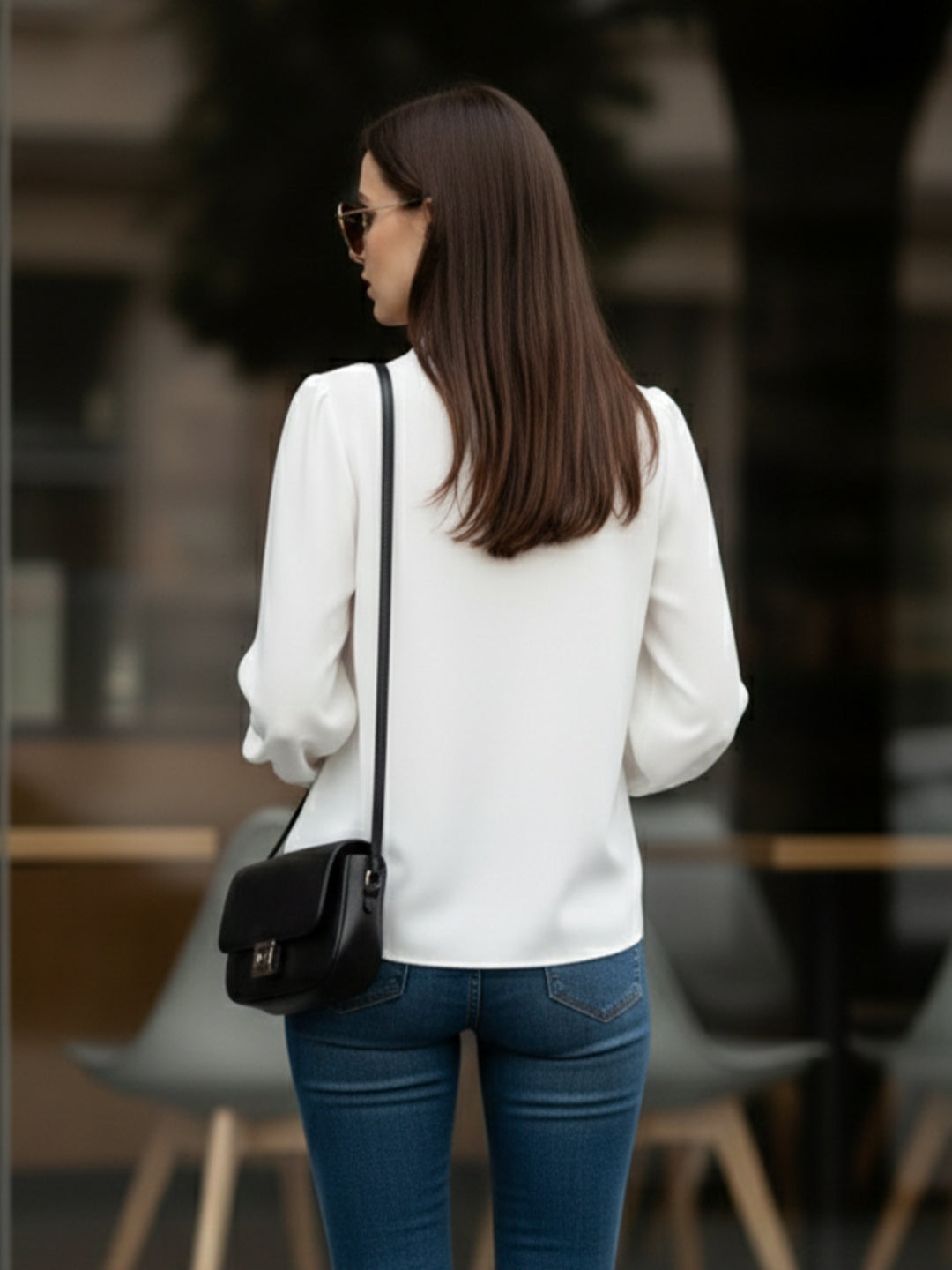 TrendiVastra Women Solid Top Office Wear in White top, solid design, style detail view