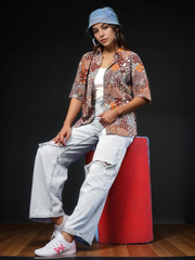 TrendiVastra Women Paisley Print Asymmetric Neck Shirt Office Wear in Multicolor shirt, paisley print, asymmetric neck, front
